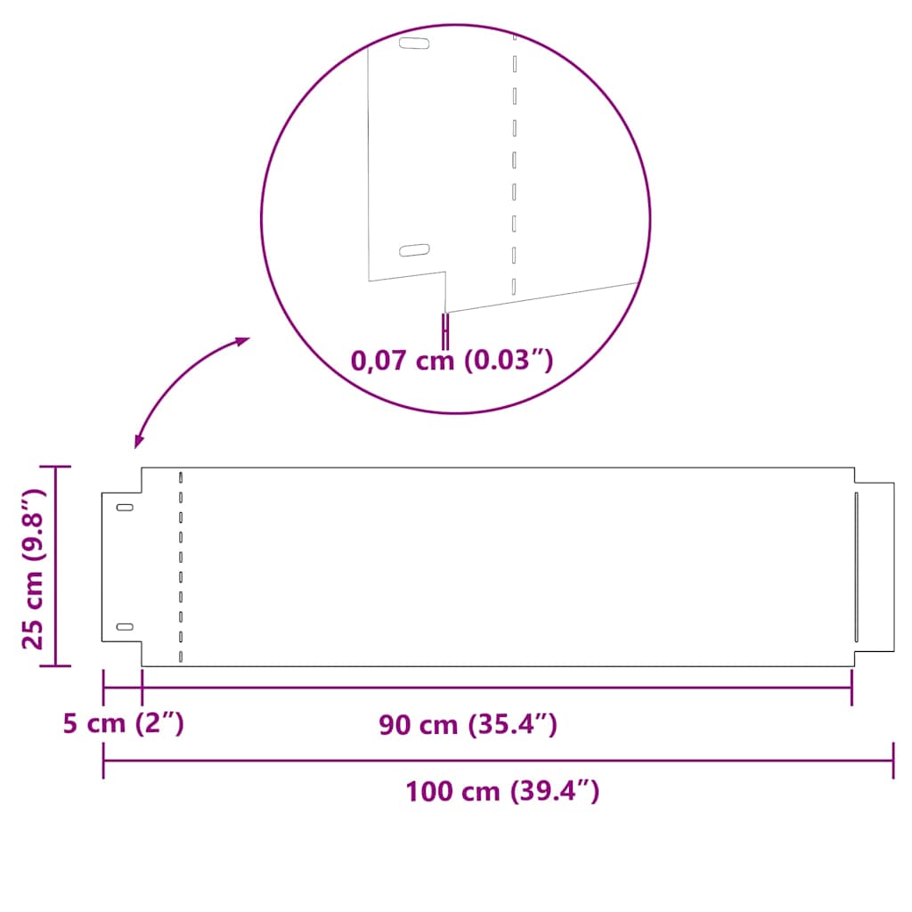 Nurmikonreunukset 5 Pcs Hopea 100 X 25 X 0,07 Cm