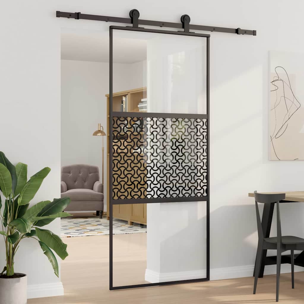 Lasiovi Viivakuvio Musta 90 X 2 X 205 Cm Alumiini