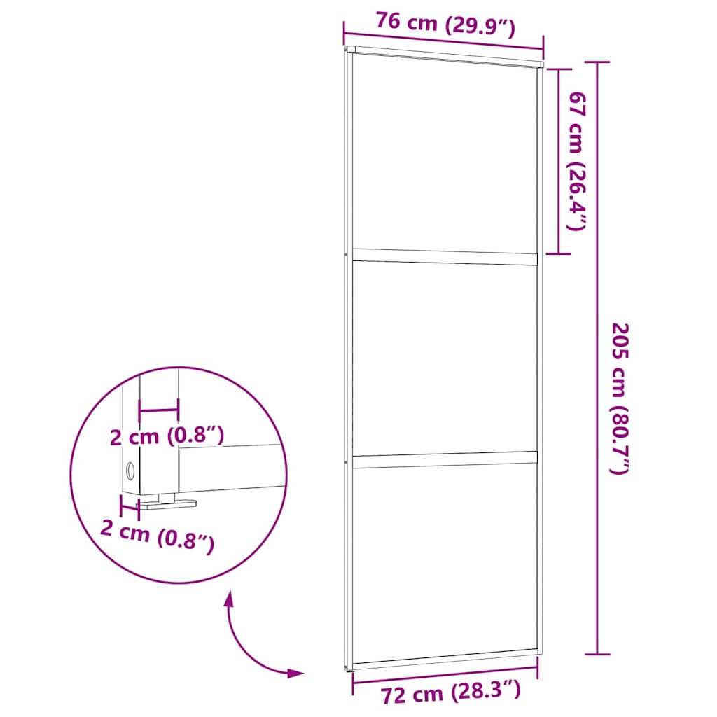Lasiovi Raidallinen Musta 76 X 2 X 205 Cm Alumiini