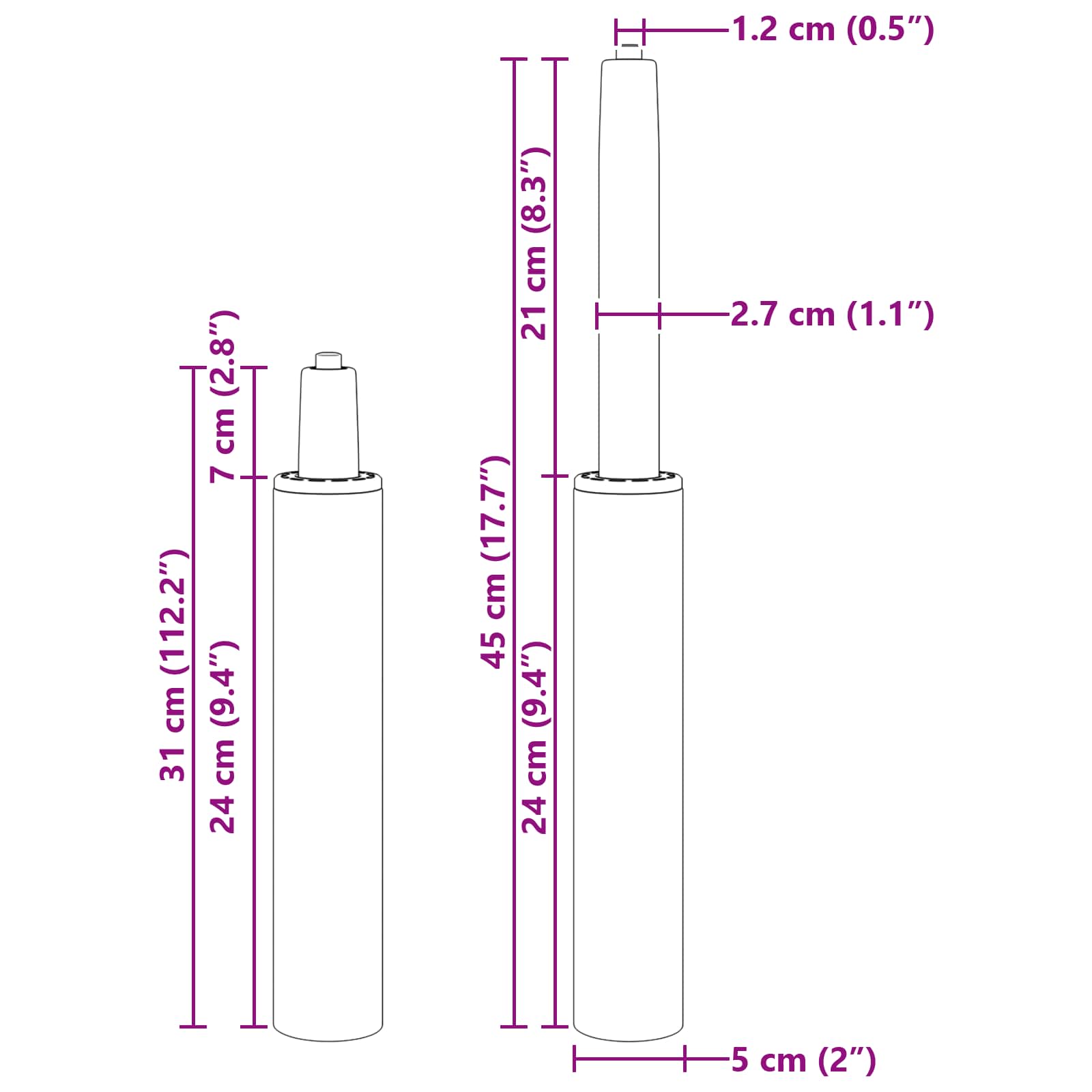 Toimistotuolin Kaasusylinteri Kromi 307-447 Mm Rauta