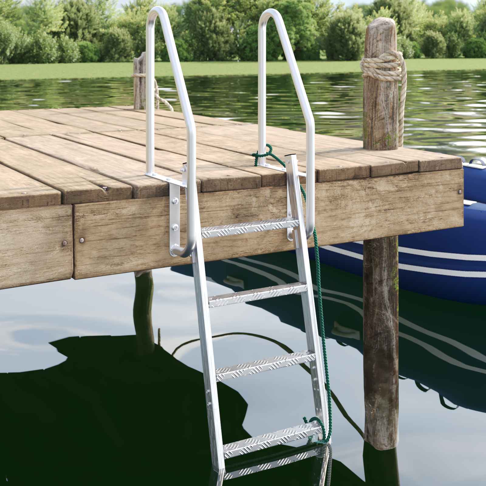 4-Portainen Laituriportaikko Hopea 58 X 77 X 166 Cm Alumiini
