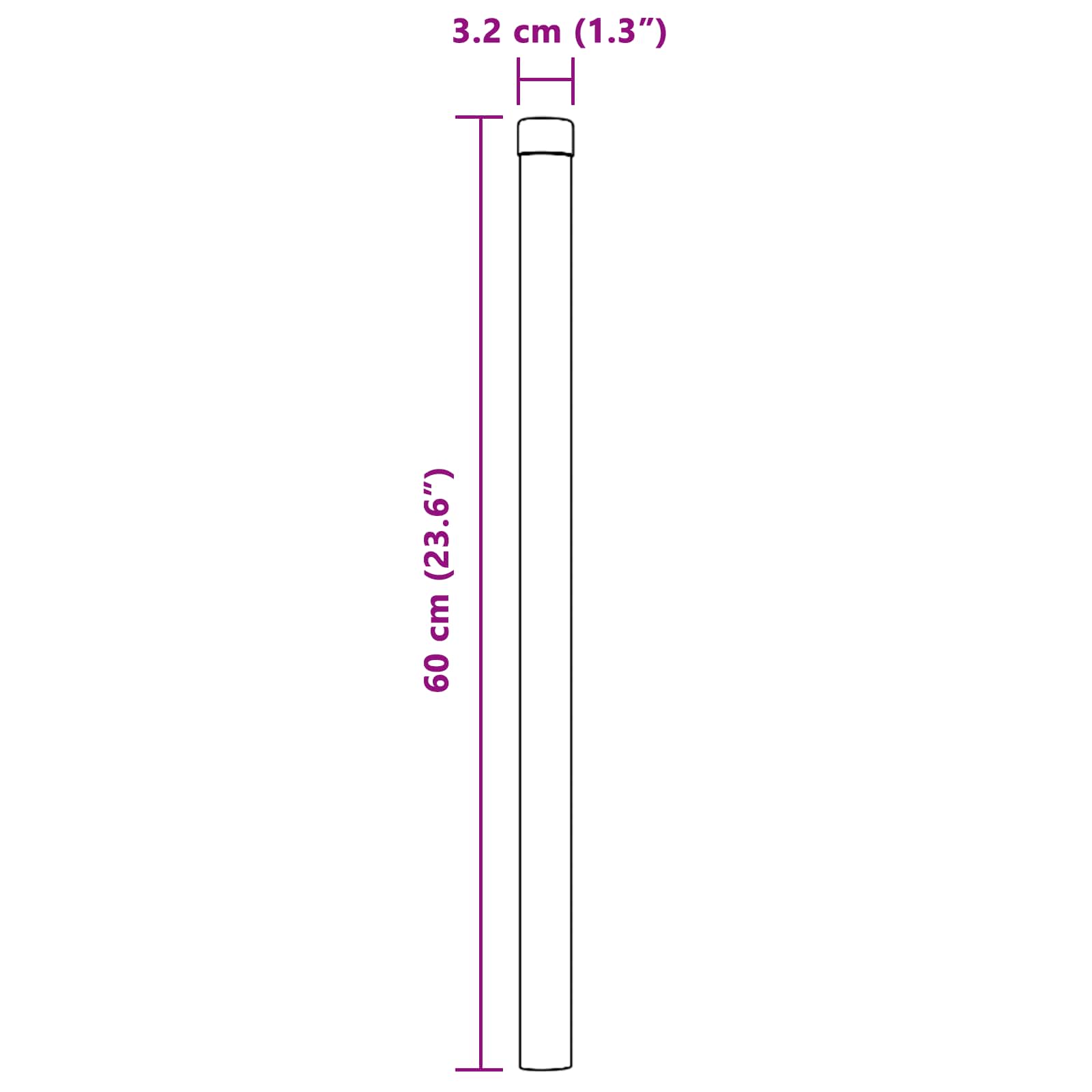 Aitalatu 2 Pcs Harmaa 60 Cm Jauhemaalattu Teräs