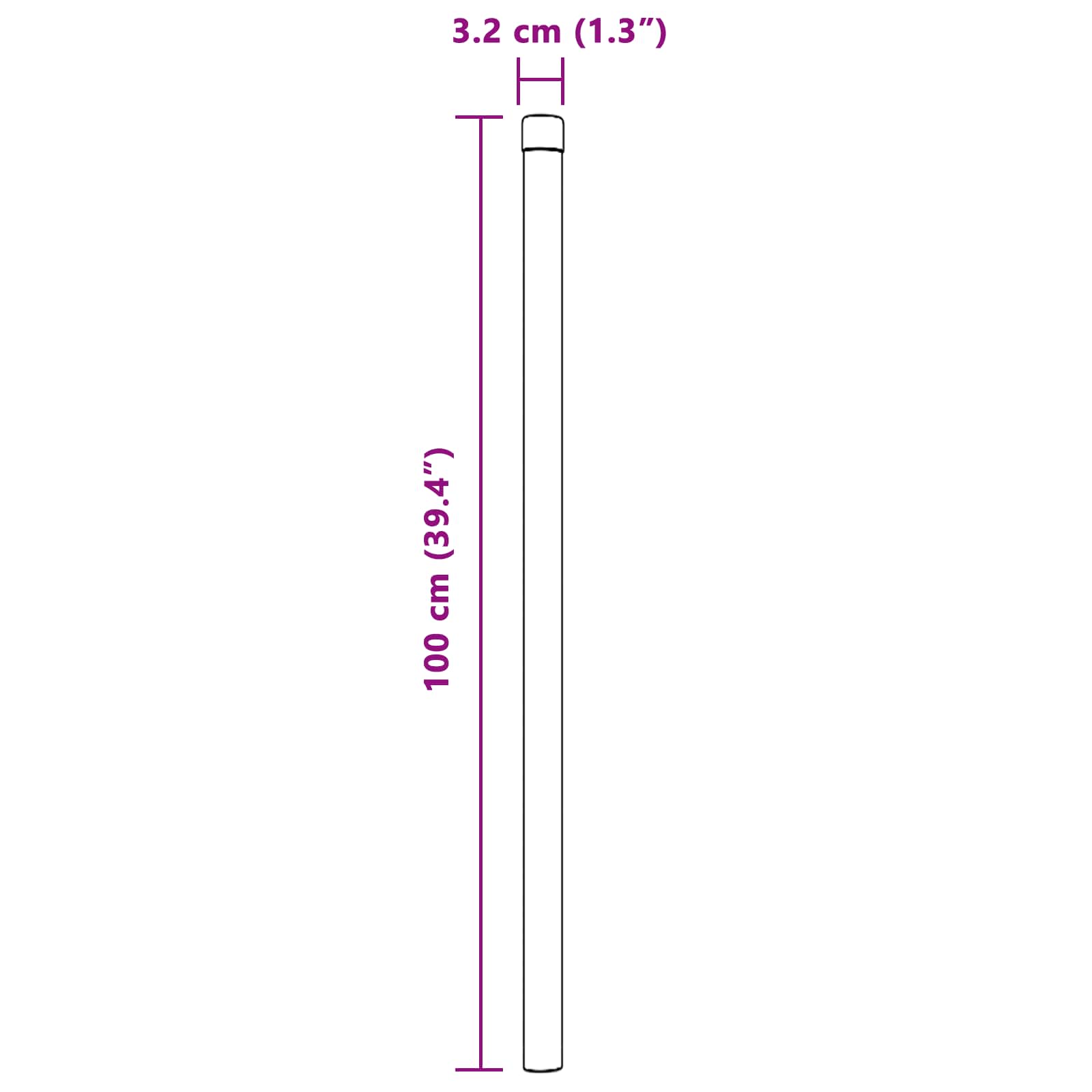 Aitalatu 2 Pcs Harmaa 100 Cm Jauhemaalattu Teräs
