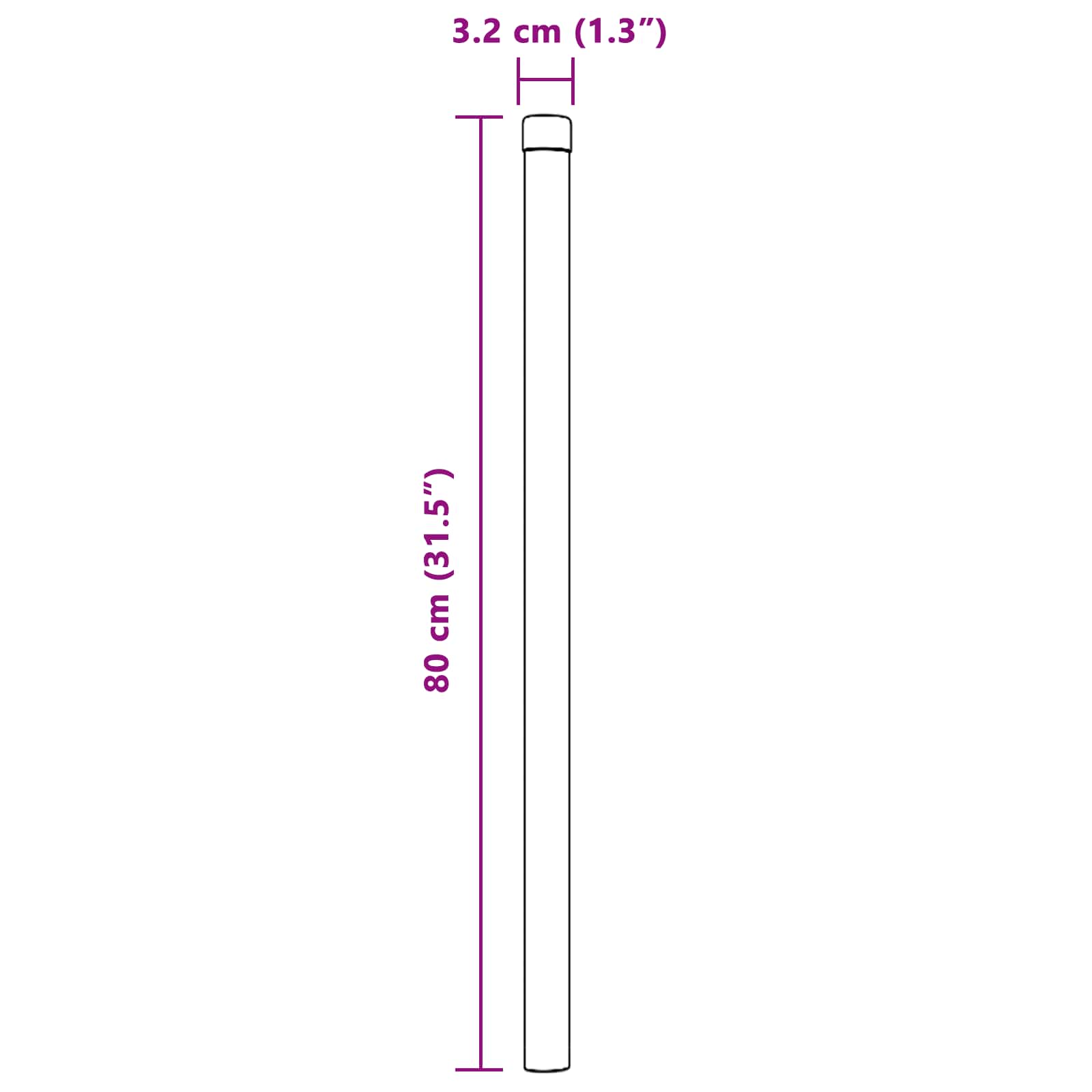 Aitalatu 12 Pcs Hopea 80 Cm Jauhemaalattu Teräs