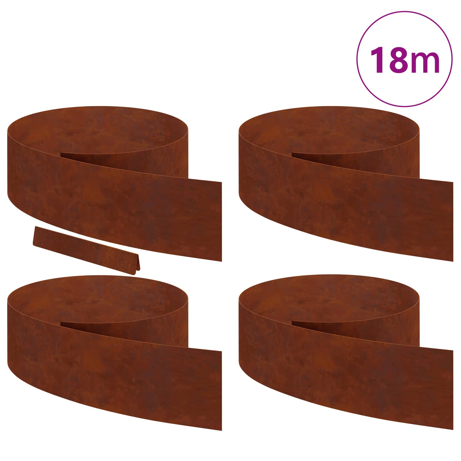 Nurmireunus 4 Pcs 450 X 0,05 X 20 Cm Kulunut Teräs Ruosteinen