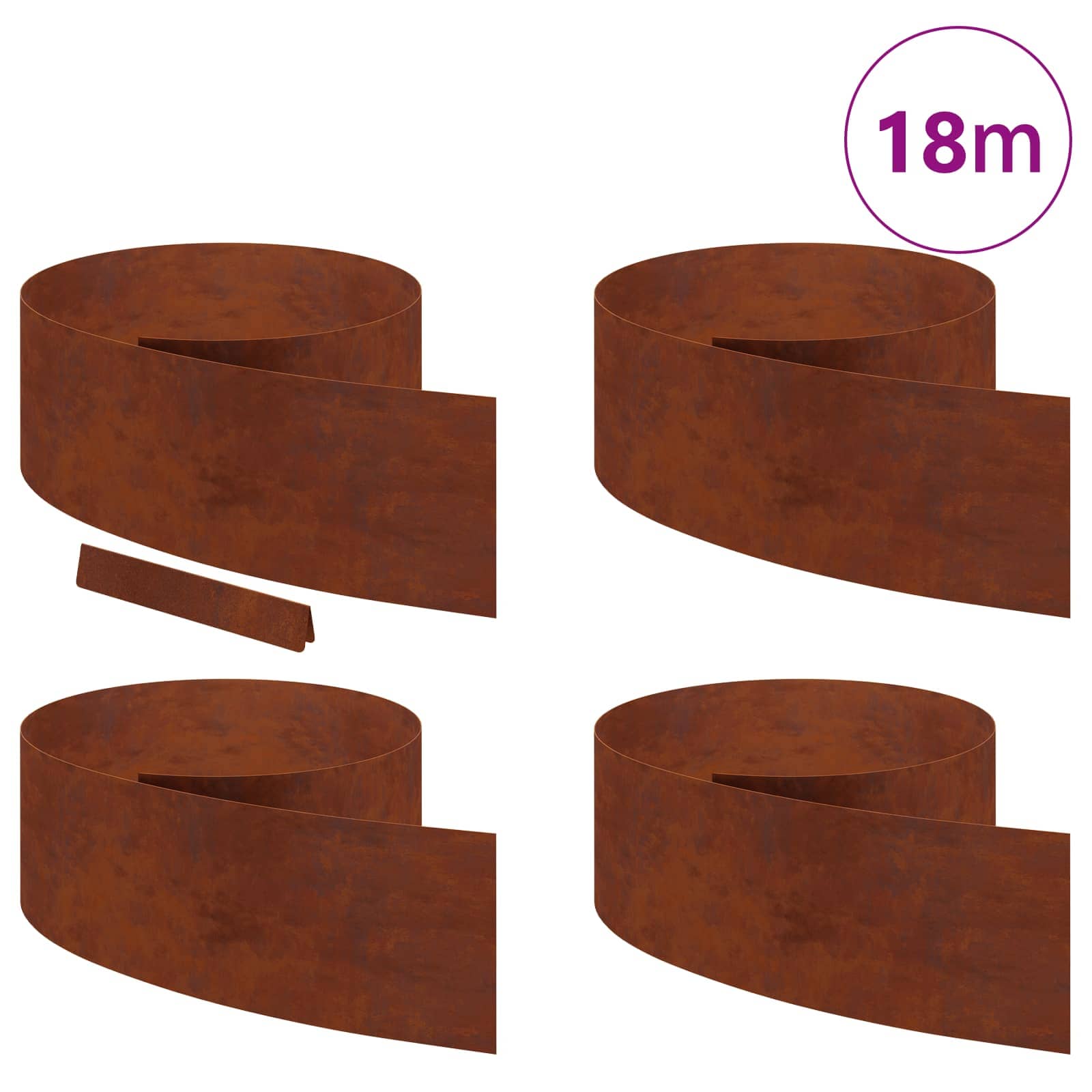 Nurmireunus 4 Pcs 450 X 0,05 X 25 Cm Kulunut Teräs Ruosteinen