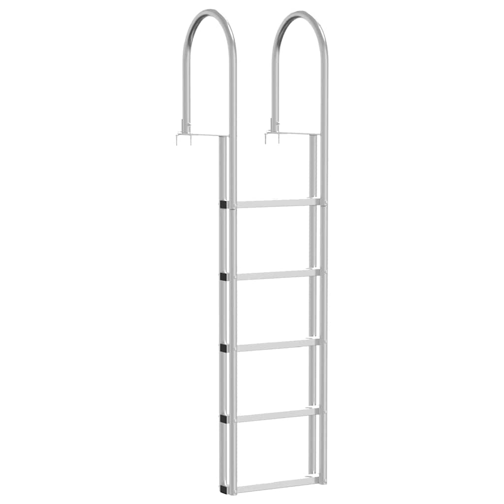 5-Portainen Laituriportaikko Hopea 45 ×11,5 ×190 Cm Alumiini
