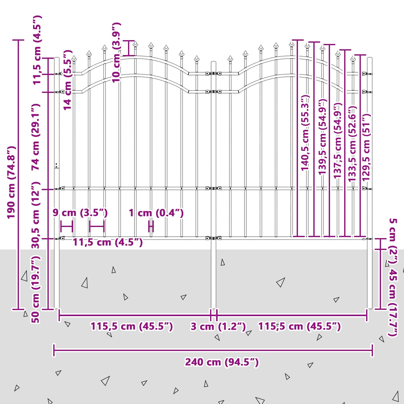 Puutarha-Aita Woerden 240 X 190 Cm Jauhemaalattu Teräs Harmaa