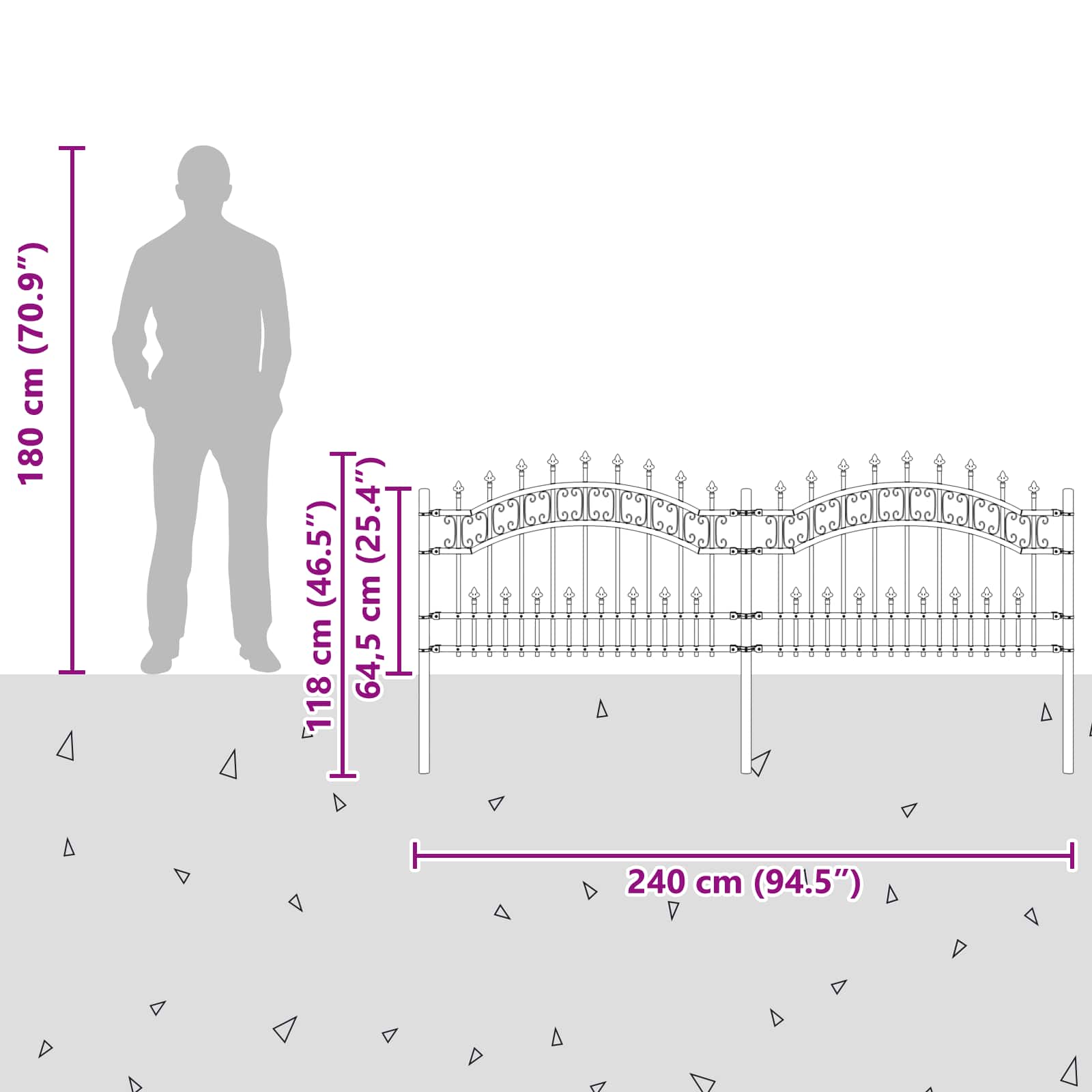 Puutarha-Aita Kampen 240 X 118 Cm Mesh Jauhemaalattu Teräs