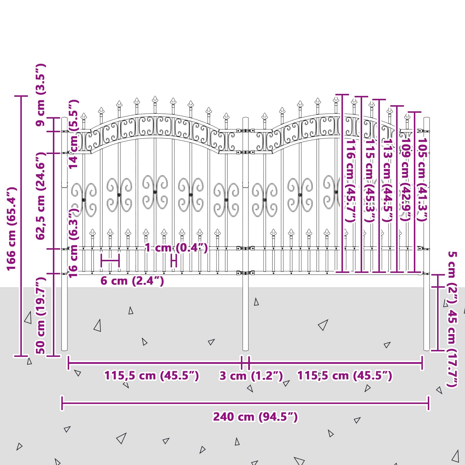 Puutarha-Aita Kampen 240 X 166 Cm Mesh Jauhemaalattu Teräs