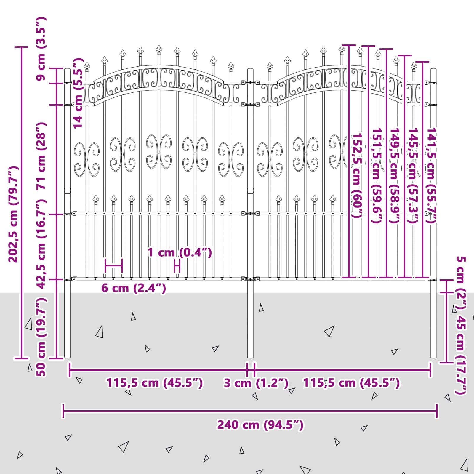 Puutarha-Aita Kampen 240 X 202,5 Cm Mesh Jauhemaalattu Teräs