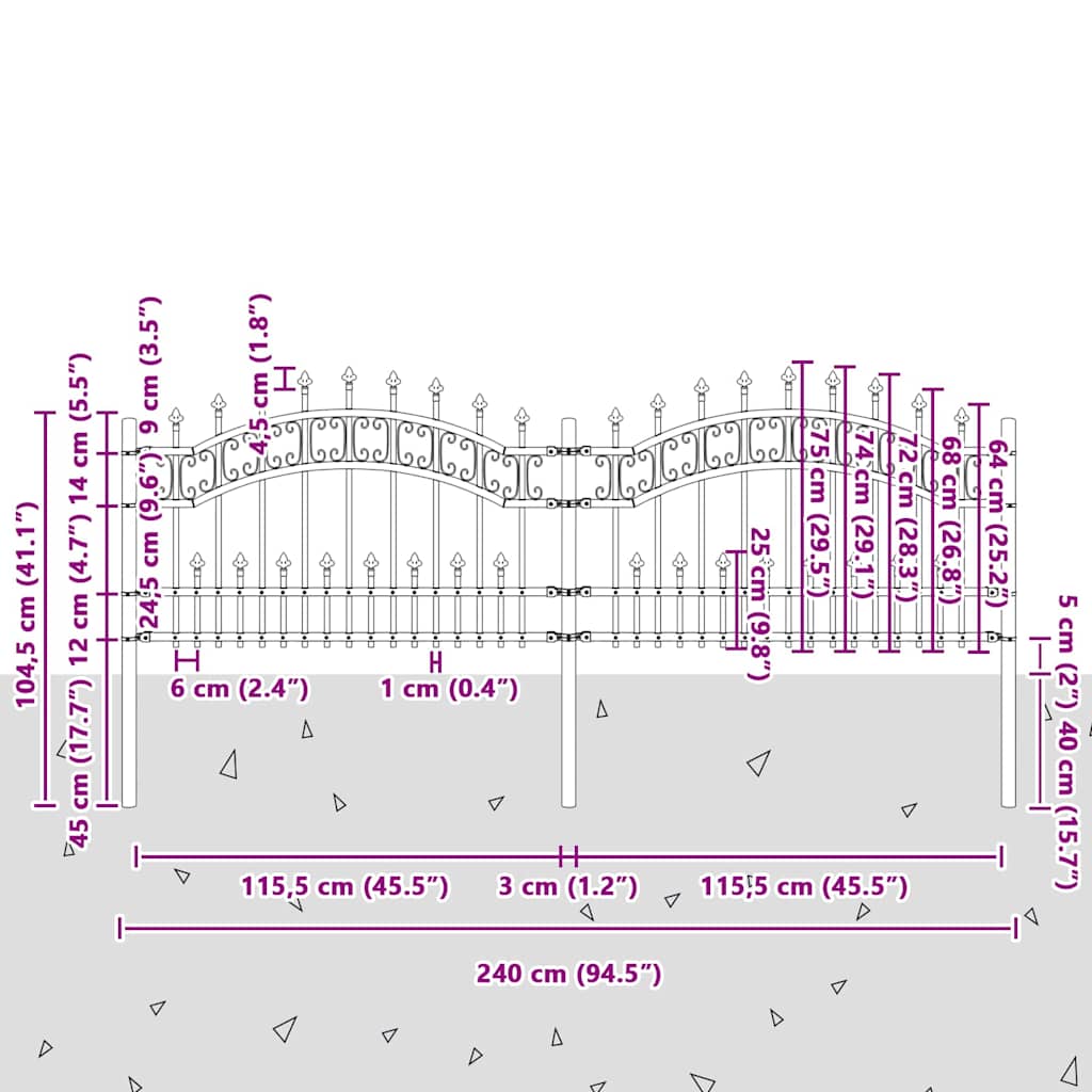 Puutarha-Aita Kampen 240 X 118 Cm Mesh Jauhemaalattu Teräs
