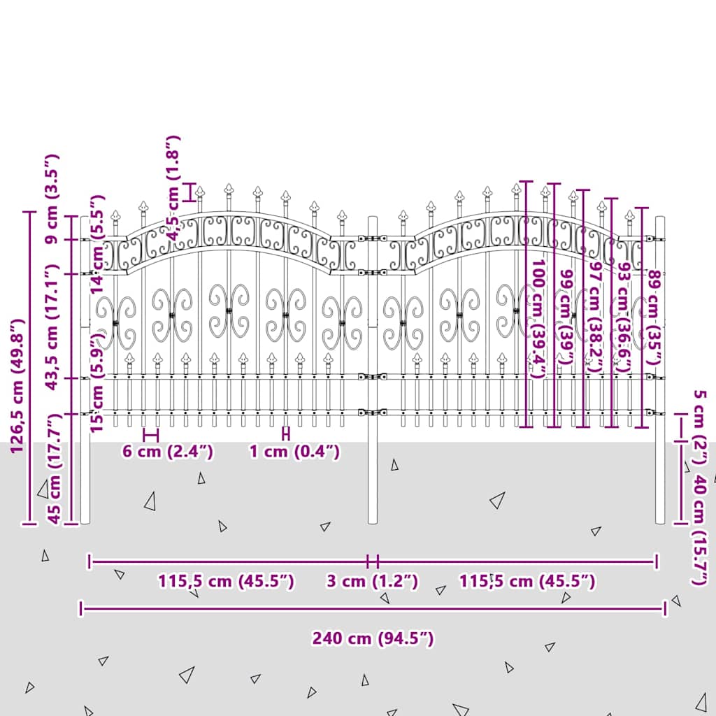 Puutarha-Aita Kampen 240 X 140 Cm Mesh Jauhemaalattu Teräs