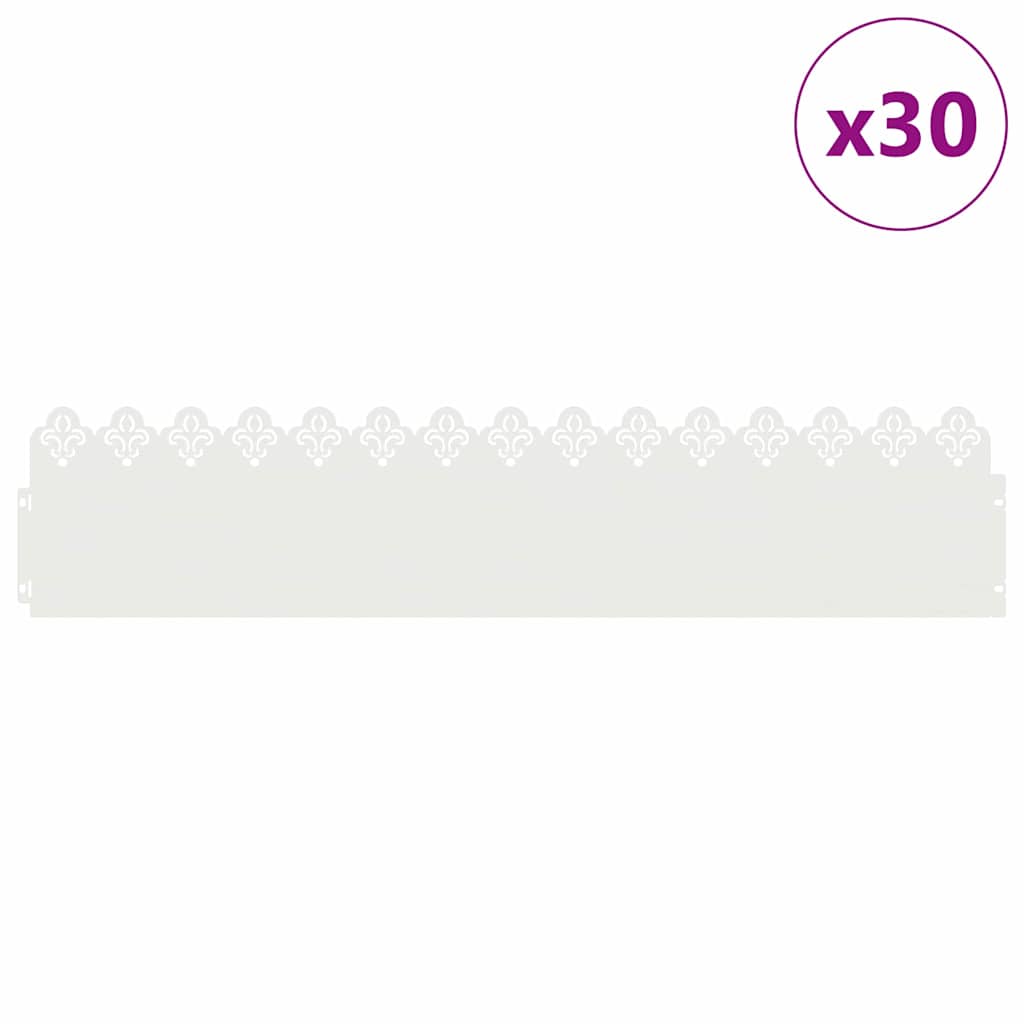 Nurmikonreunukset 30 Pcs 103 X 0,05 X 22 Cm Teräs Valkoinen