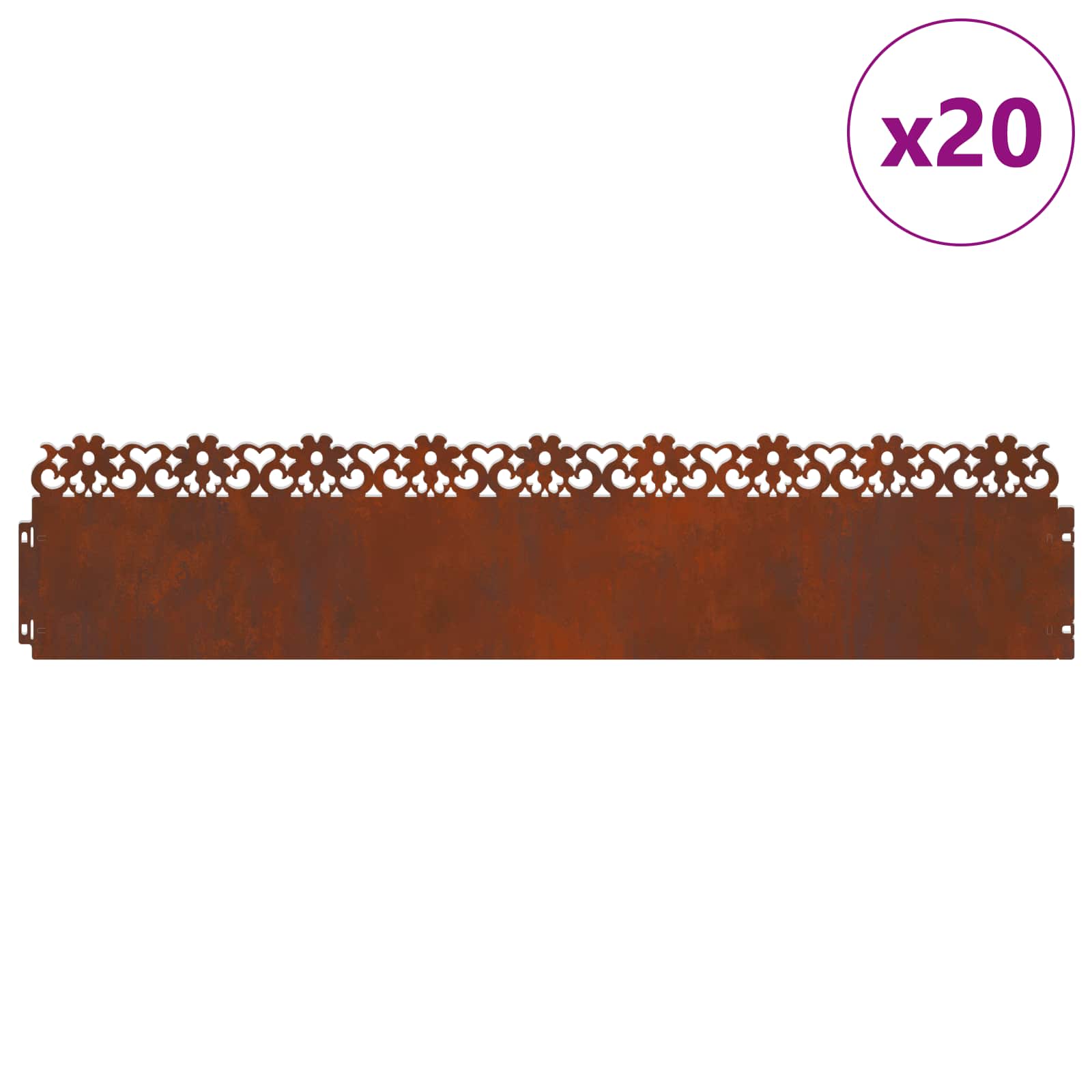 Nurmikonreunukset 20 Pcs 103 X 0,05 X 22 Cm Kulunut Teräs