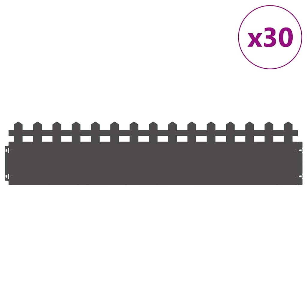 Nurmikonreunukset 30 Pcs 103 X 0,05 X 22 Cm Teräs Musta
