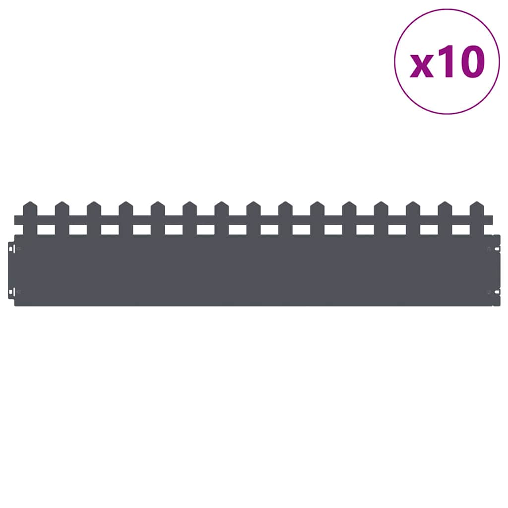 Nurmikonreunukset 10 Pcs 103 X 0,05 X 22 Cm Teräs Antrasiitti