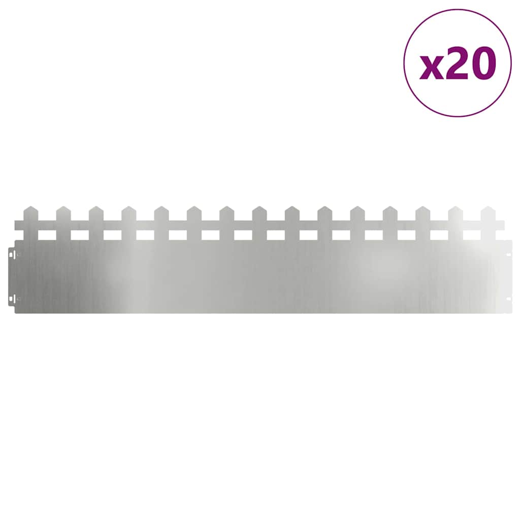 Nurmikonreunukset 20 Pcs 103 X 0,05 X 22 Cm Galvanoitu Teräs