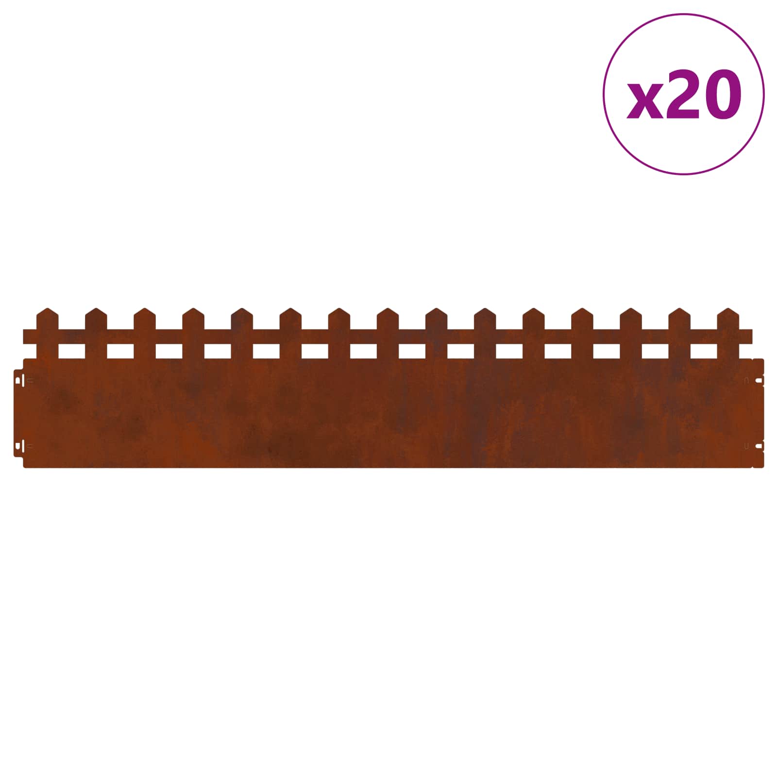 Nurmikonreunukset 20 Pcs 103 X 0,05 X 22 Cm Kulunut Teräs