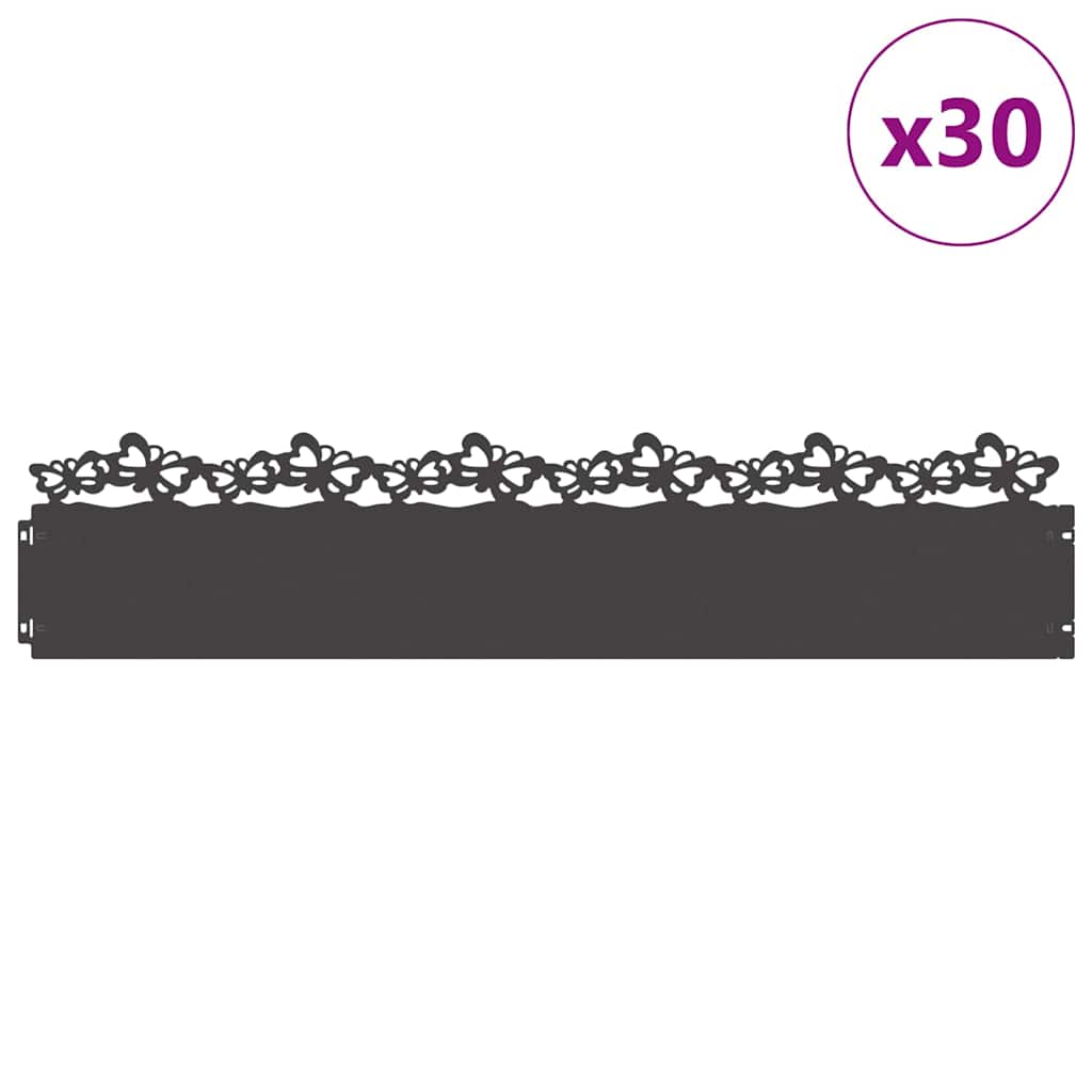 Nurmikonreunukset 30 Pcs 103 X 0,05 X 22 Cm Teräs Musta