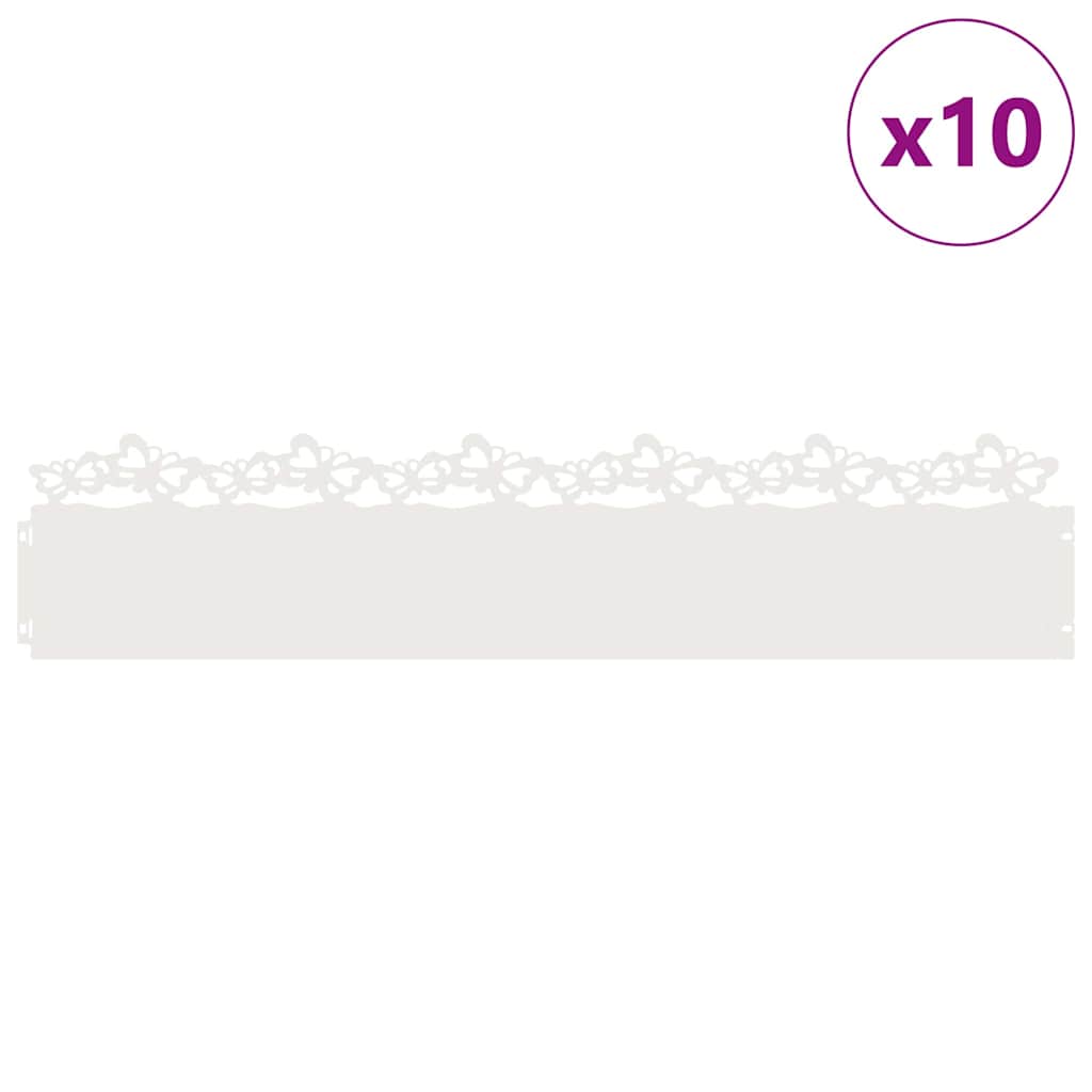 Nurmikonreunukset 10 Pcs 103 X 0,05 X 22 Cm Teräs Valkoinen