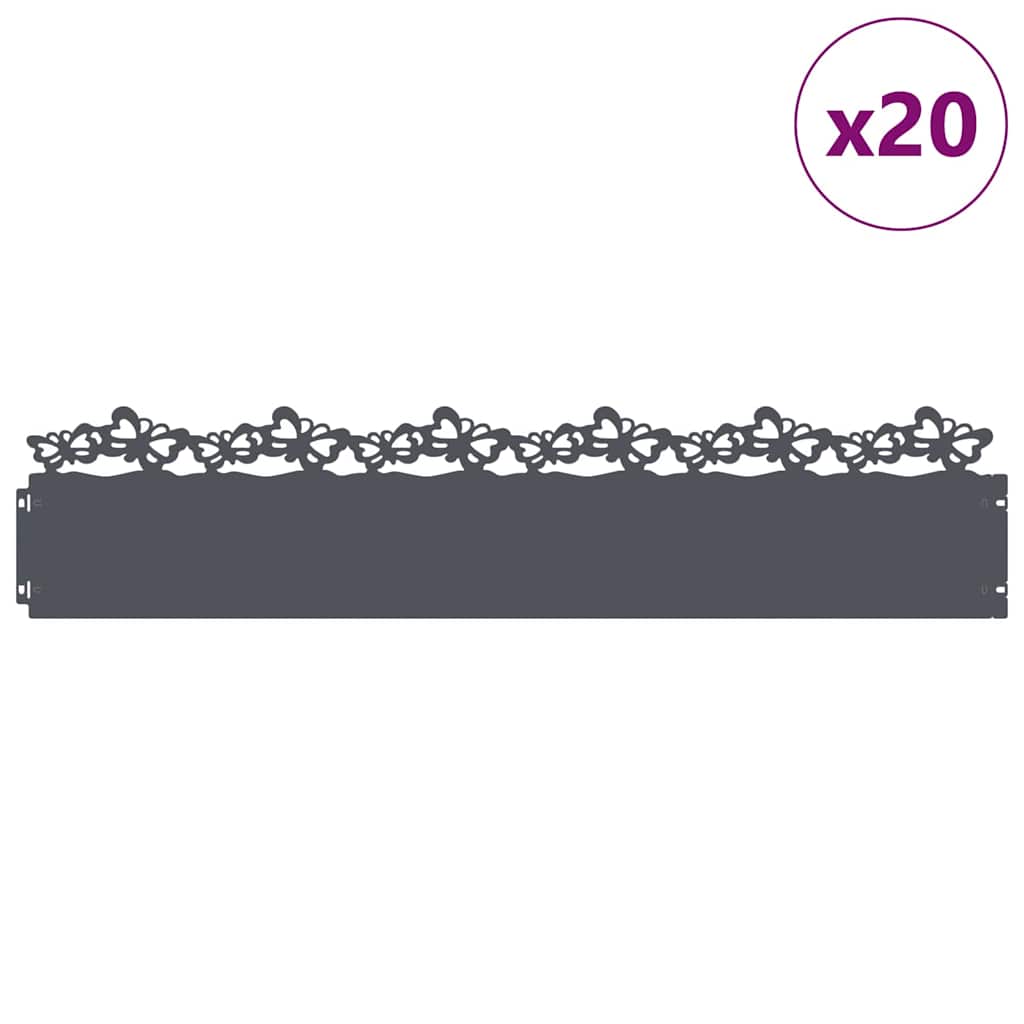 Nurmikonreunukset 20 Pcs 103 X 0,05 X 22 Cm Teräs Antrasiitti