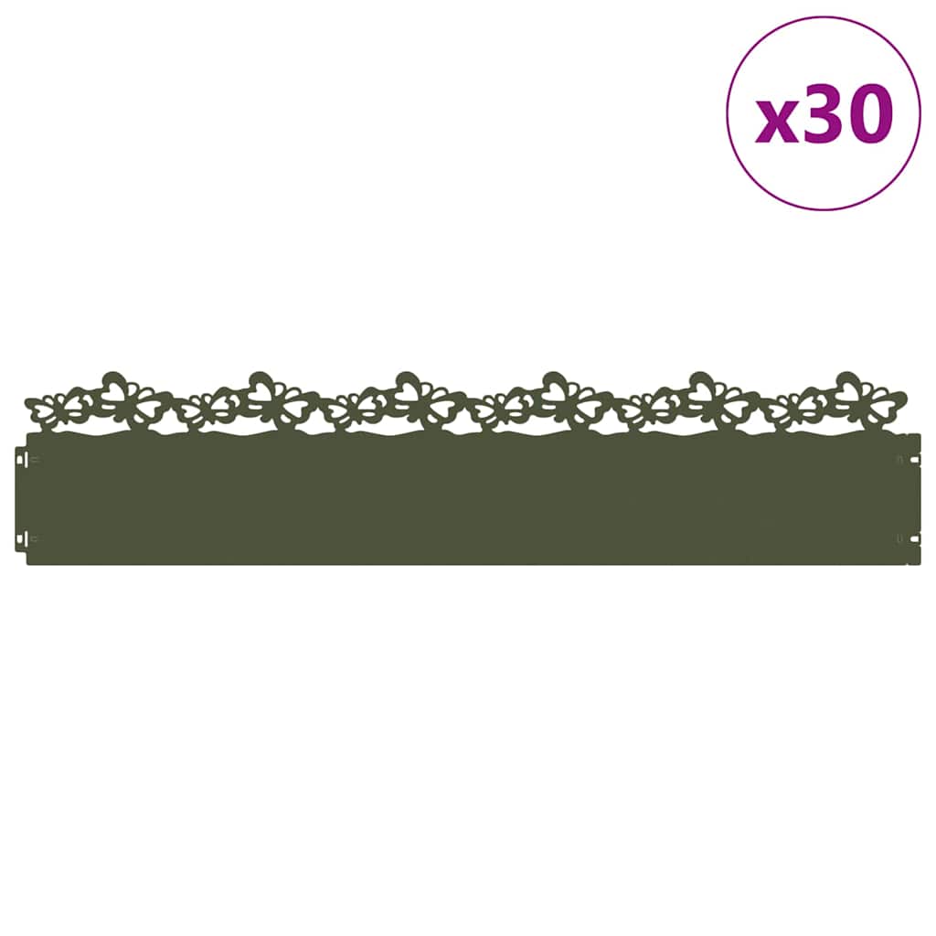 Nurmikonreunukset 30 Pcs 103 X 0,05 X 22 Cm Teräs Oliivivihreä
