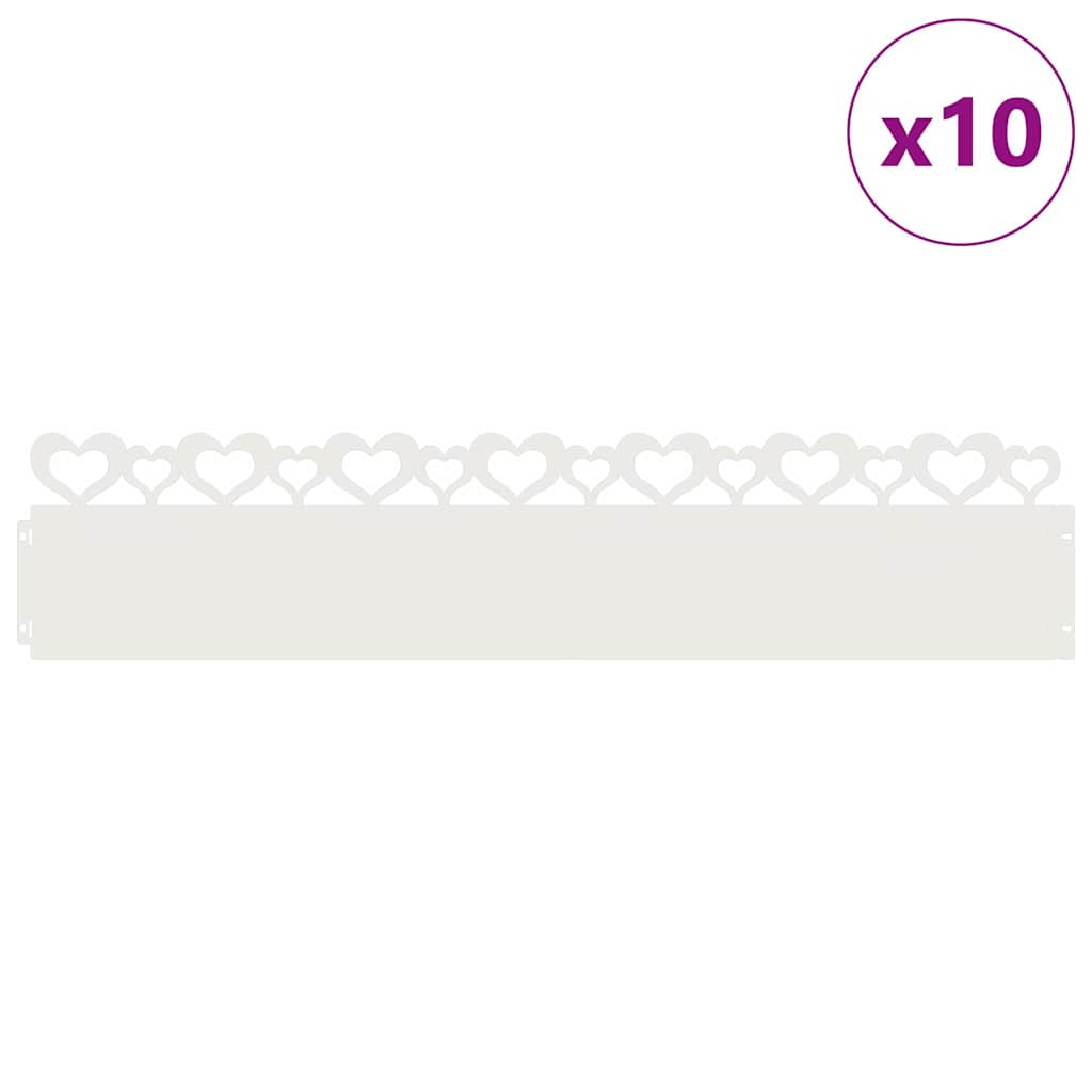 Nurmikonreunukset 10 Pcs 103 X 0,05 X 22 Cm Teräs Valkoinen