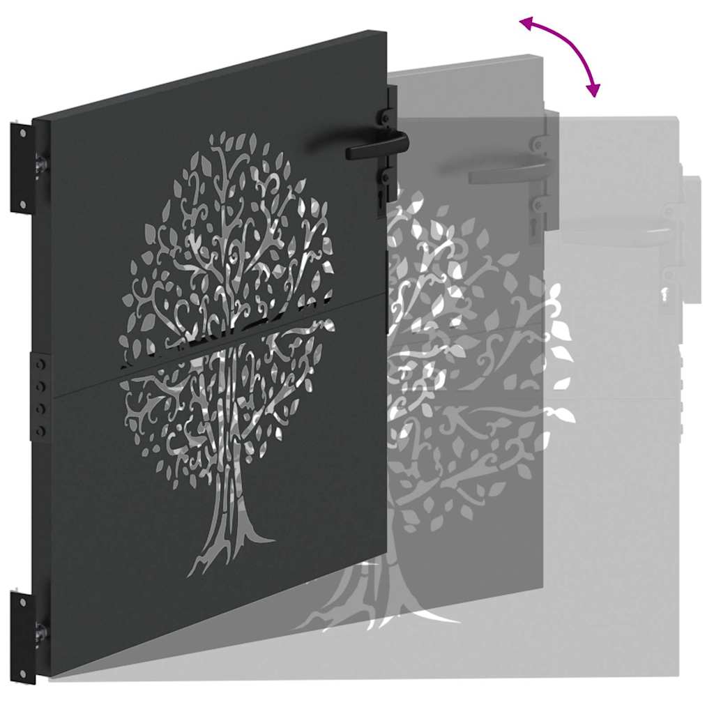Puutarhaportti Lukkoon Musta 85 X 100 Cm Jauhemaalattu Teräs