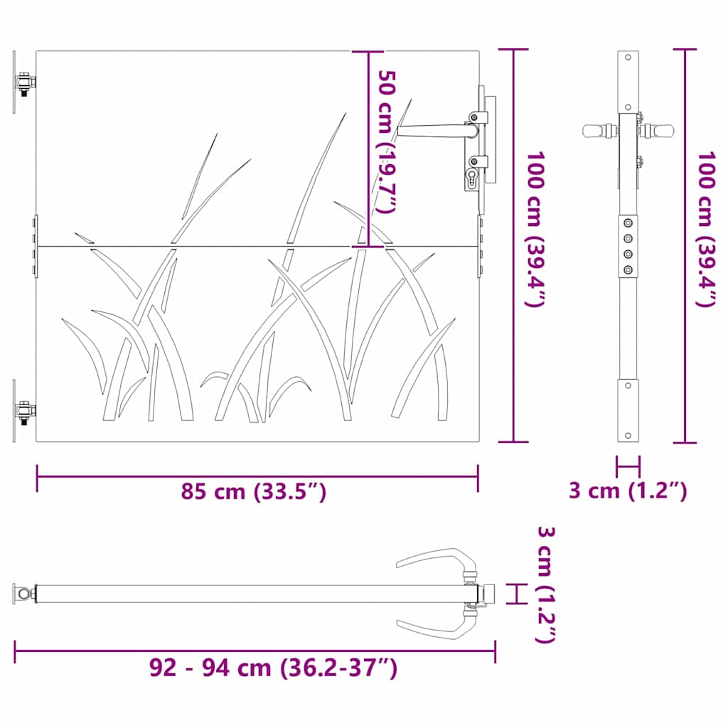 Puutarhaportti Lukkoon Musta 85 X 100 Cm Jauhemaalattu Teräs