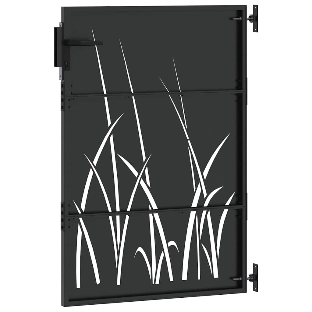 Puutarhaportti Lukkoon Musta 85 X 125 Cm Jauhemaalattu Teräs