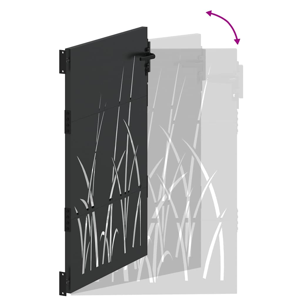 Puutarhaportti Lukkoon Musta 85 X 150 Cm Jauhemaalattu Teräs
