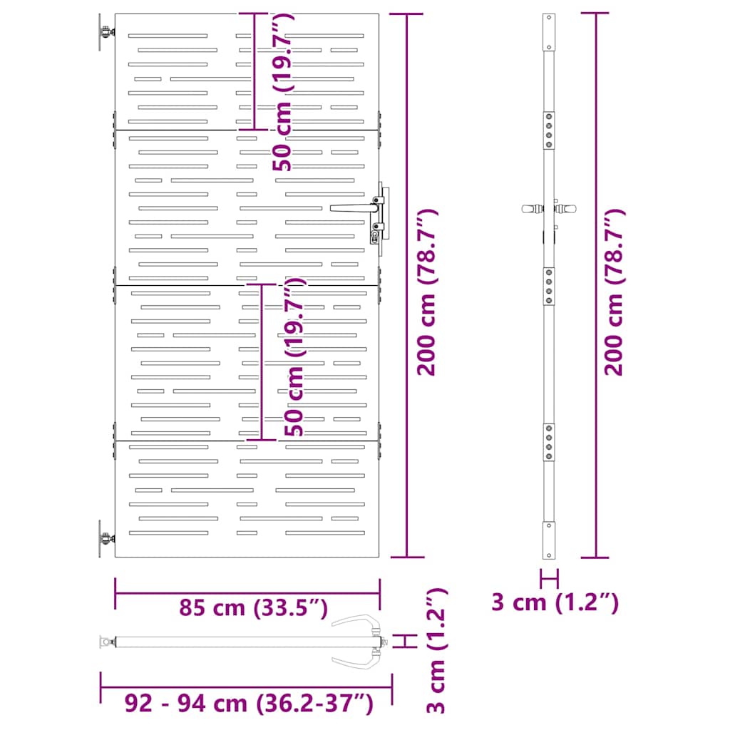 Puutarhaportti Lukkoon Musta 85 X 200 Cm Jauhemaalattu Teräs