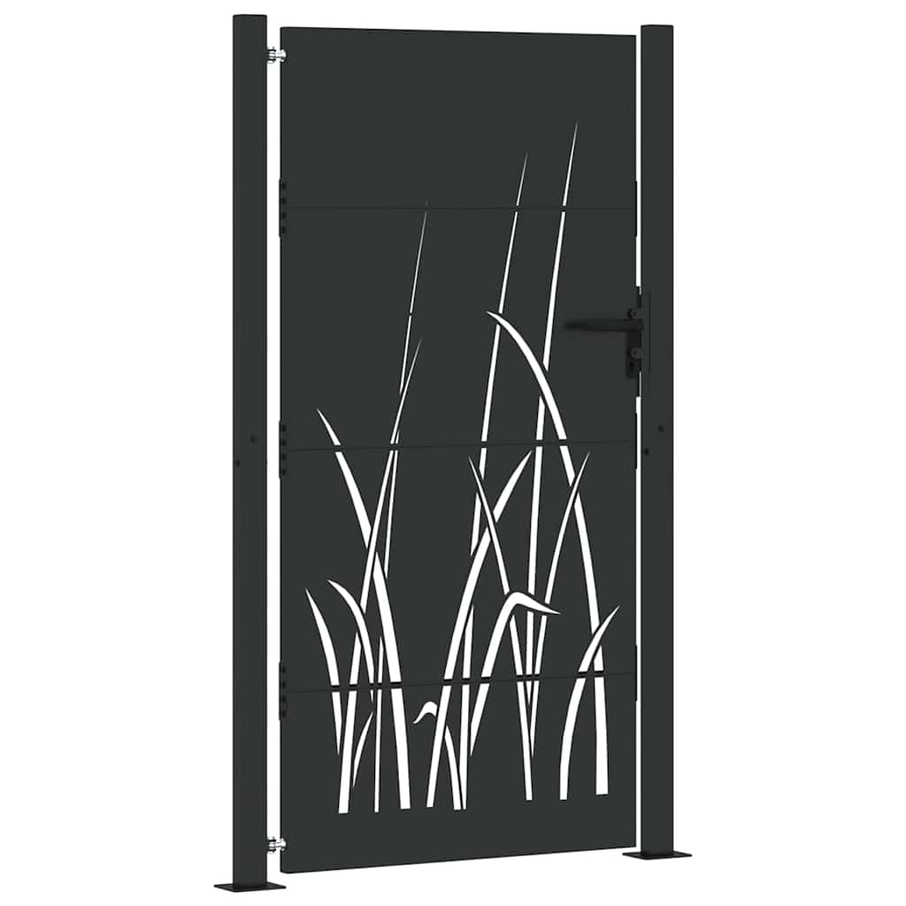 Puutarhaportti Lukkoon Musta 110 X 205 Cm Jauhemaalattu Teräs