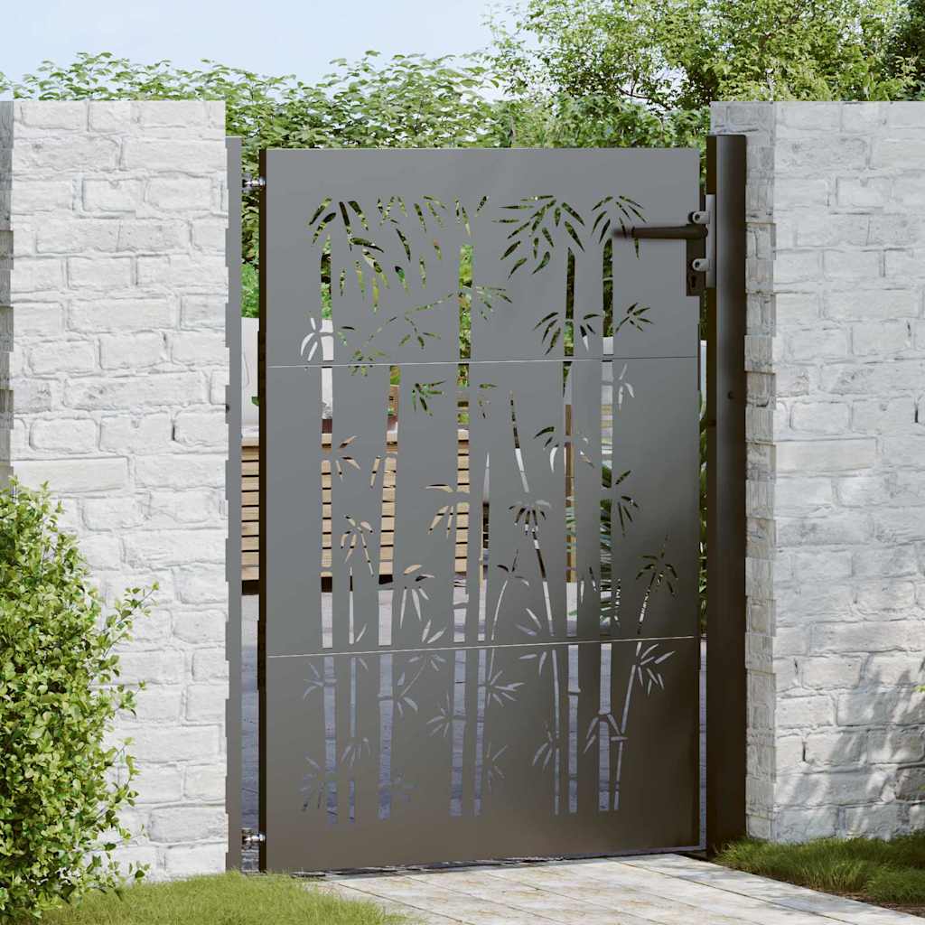 Puutarhaportti Lukkoon Musta 110 X 155 Cm Jauhemaalattu Teräs