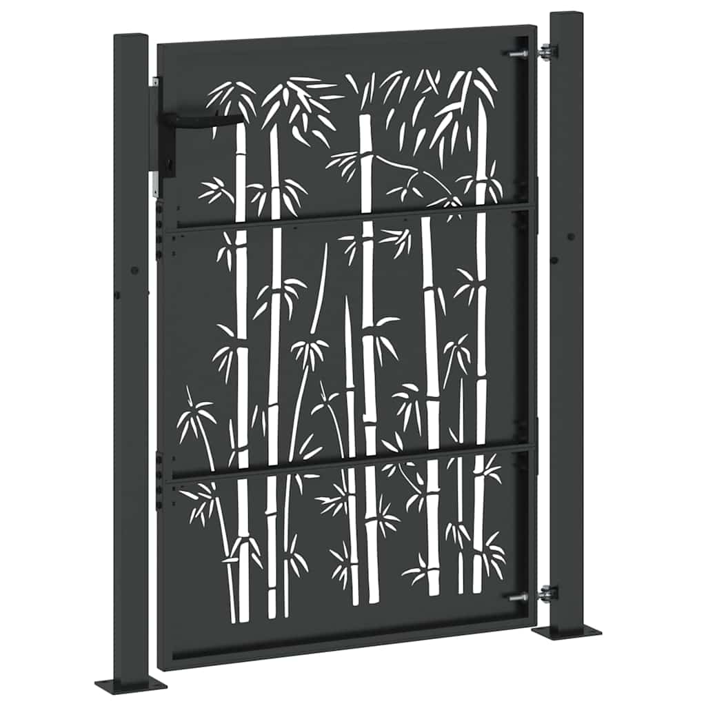 Puutarhaportti Lukkoon Musta 110 X 155 Cm Jauhemaalattu Teräs
