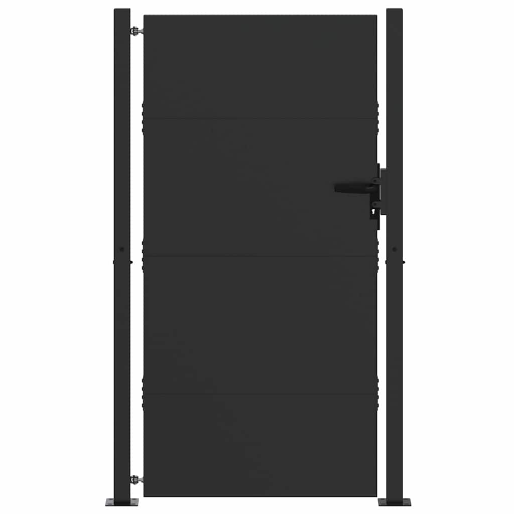 Puutarhaportti Lukkoon Musta 105 X 205 Cm Jauhemaalattu Teräs