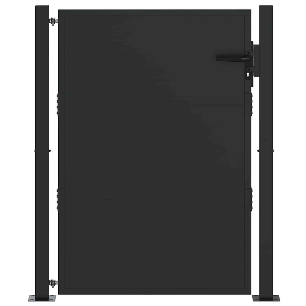 Puutarhaportti Lukkoon Musta 110 X 155 Cm Jauhemaalattu Teräs
