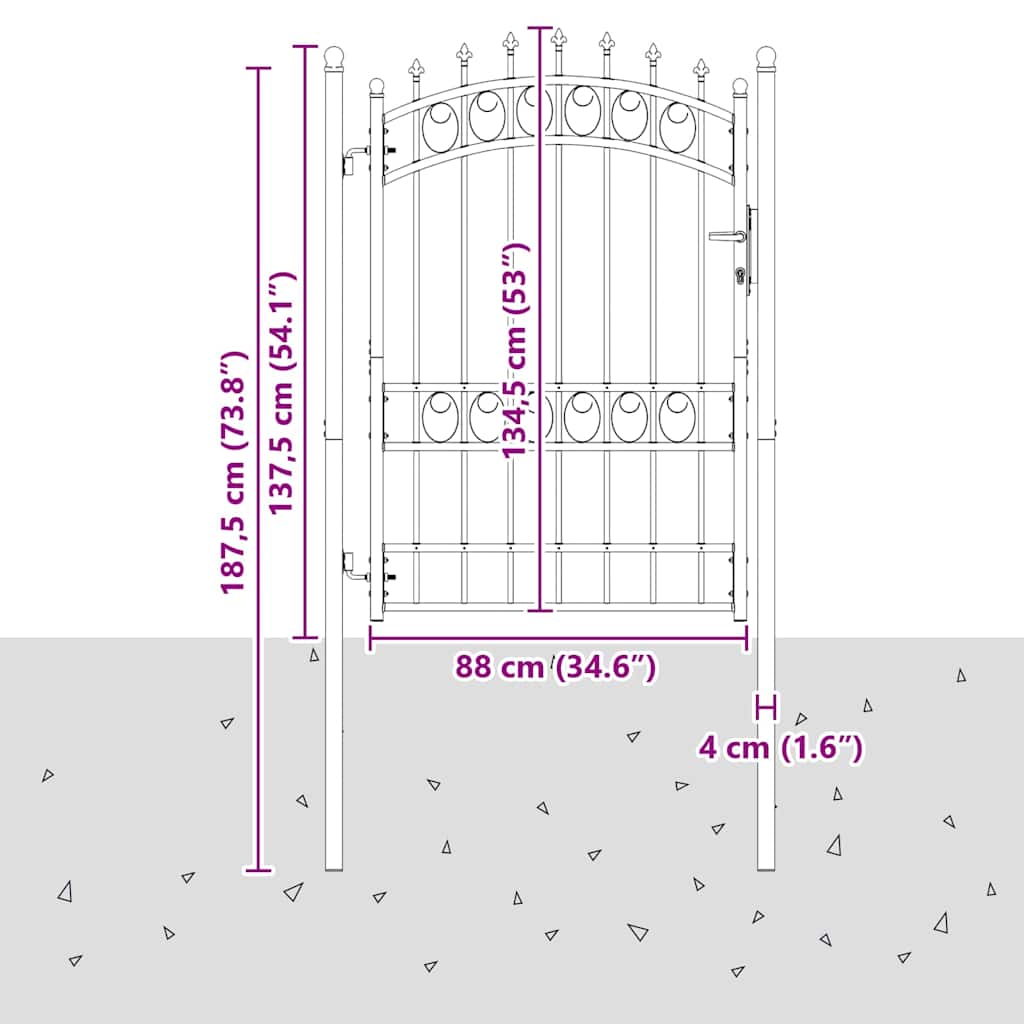 Aitausportti Piikeillä Emmen 170 X 100 Cm Jauhemaalattu Teräs