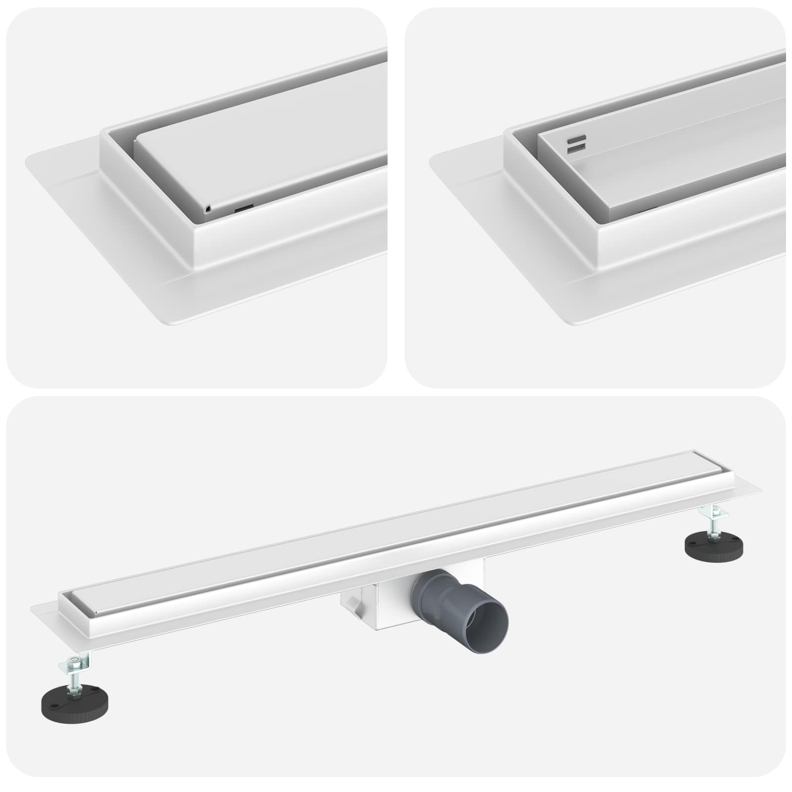 2 In 1 Suihkuviemär Hopea 80 Cm Ruostumaton Teräs 304