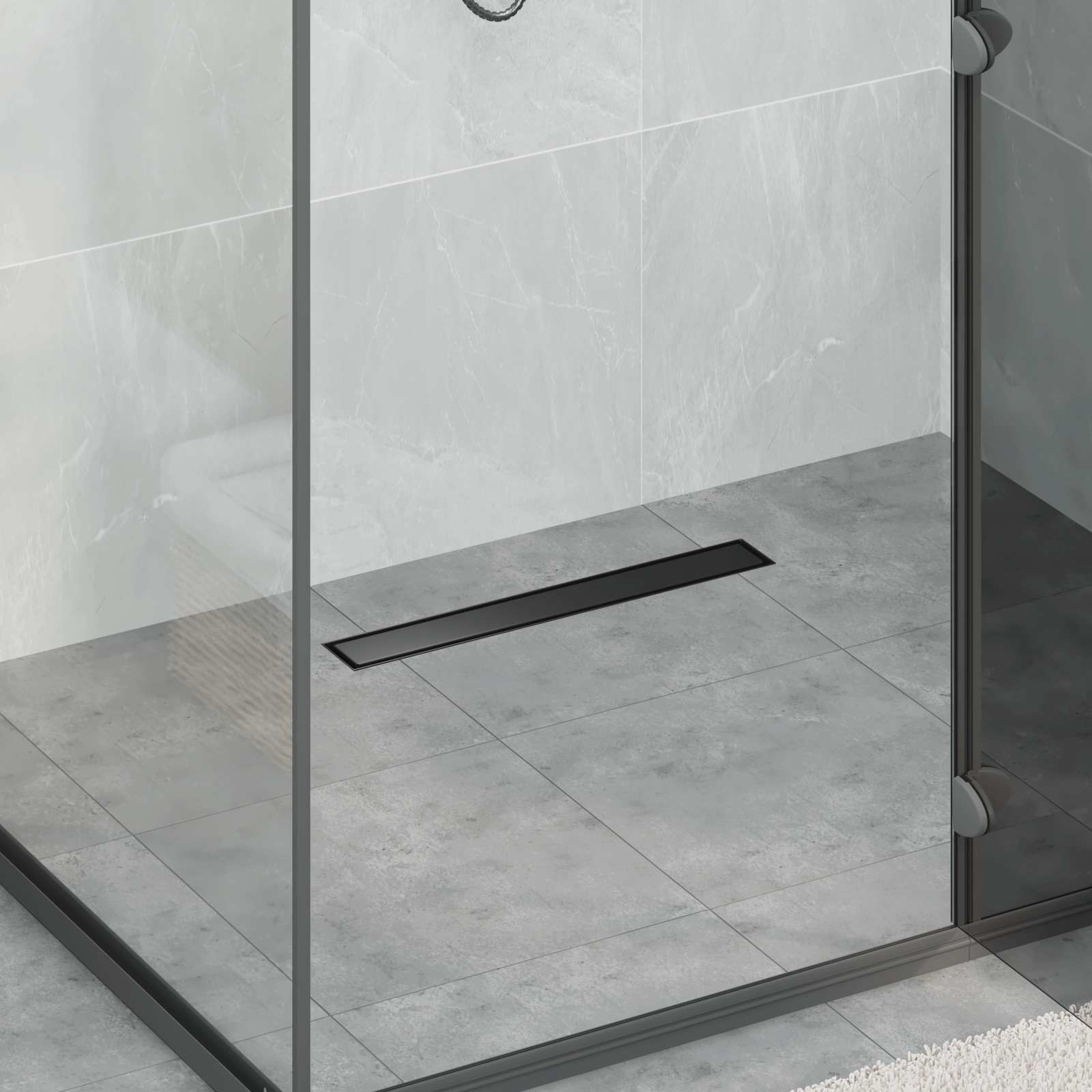 2 In 1 Suihkuviemär Musta 60 Cm Ruostumaton Teräs 304
