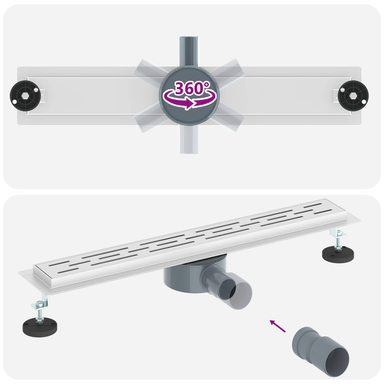 Suihkukaivo Lasikannella Ja 360° Syphonilla Hopea 60 Cm
