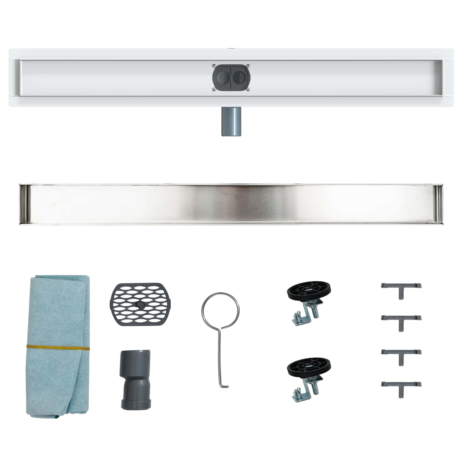 Suihkuhuuhtelija 2-In-1 360° Poistoputkella Hopea 80 Cm