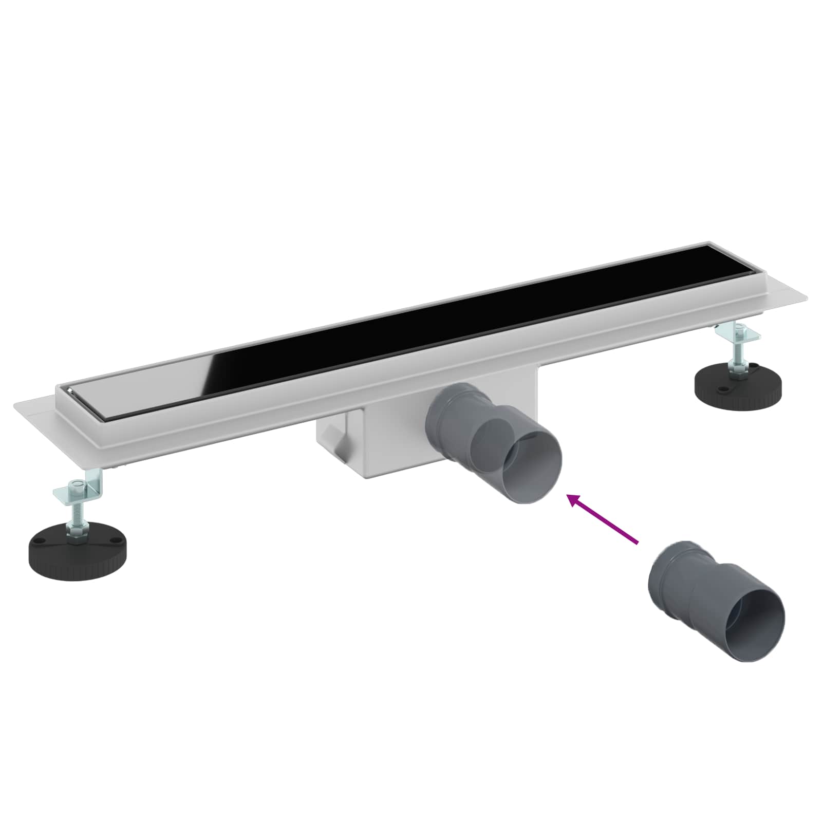 Suihkuviemäri Lasikannella Musta 60 Cm Ruostumaton Teräs 304