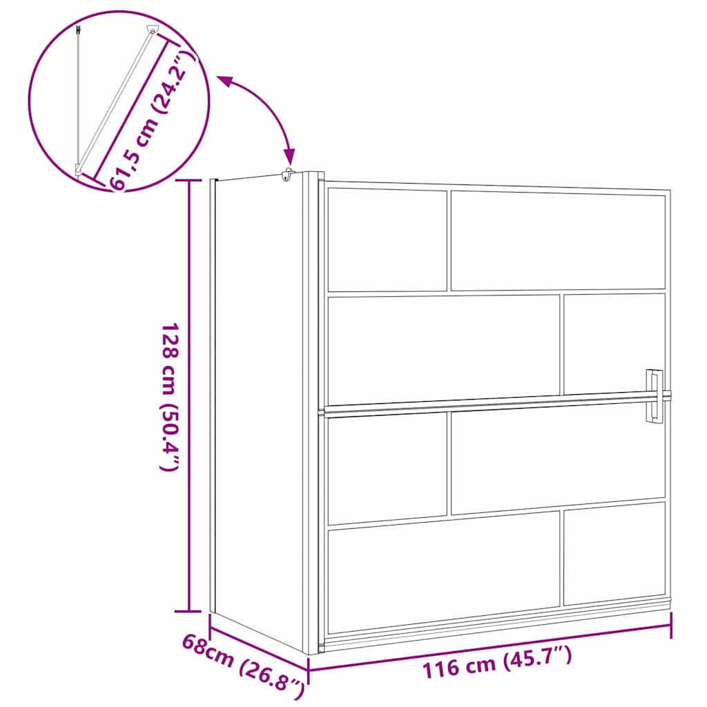 Kylpy Suihkuverho Musta Ja Läpinäkyvä 116 X 68 X 128 Cm