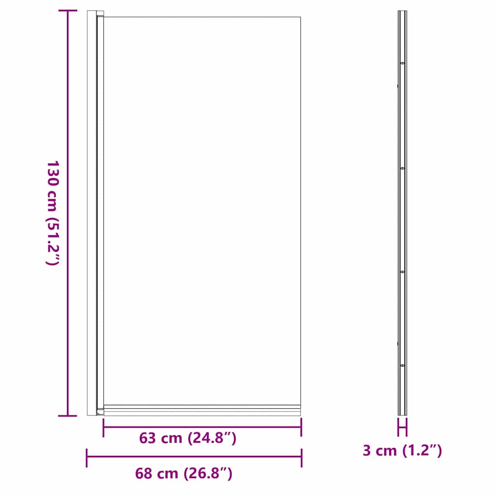 Kylpy Suihkuverho Musta 68 X 130 Cm Karkaistu Lasi