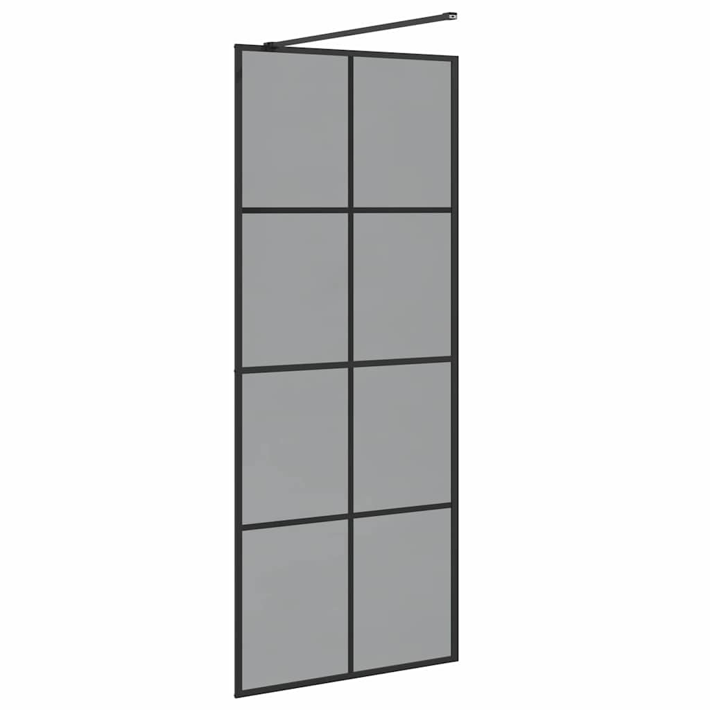 Kävelykylpyhuoneen Seinä Musta 80 X 195 Cm Karkaistu Lasi