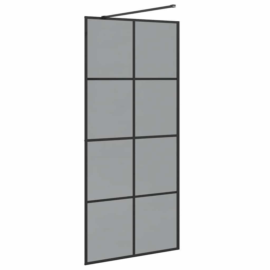 Kävelykylpyhuoneen Seinä Musta 90 X 195 Cm Karkaistu Lasi
