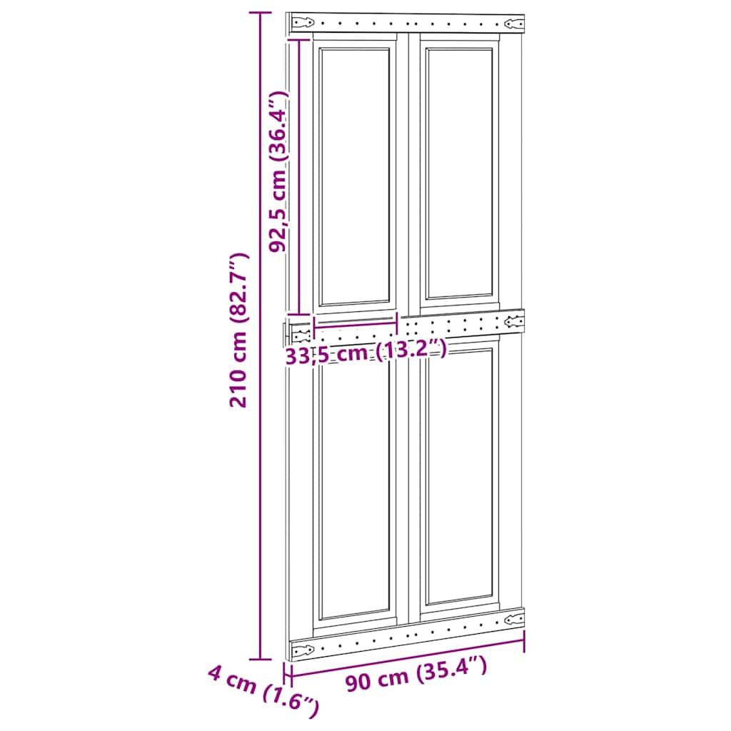 Ladon Ovi Corona Valkoinen 90 X 210 Cm Täysi Mänty