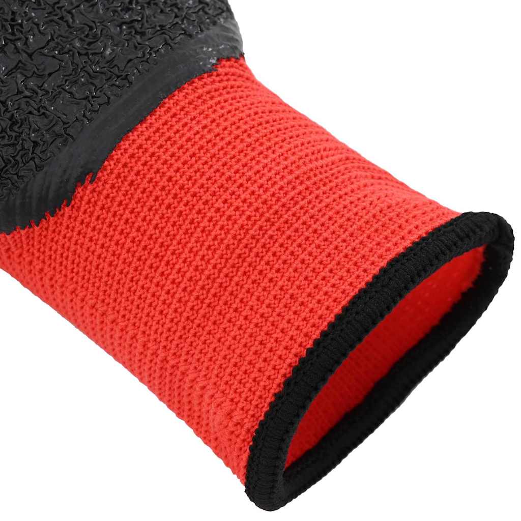 Työhanskat 12 Pcs Punainen Ja Musta 10 / Xl Lateksipinnoite
